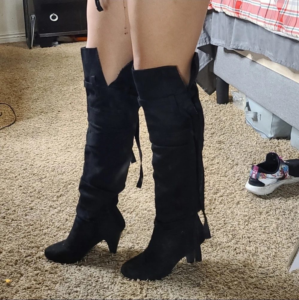 Charlotte Russe Black Knee High Boots
